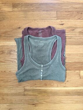 Aerie Real Soft Ribbed Tank – Olive and Mauve Duo